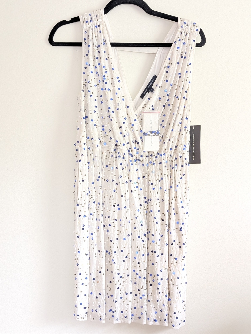 NWT French Connection Celeste Sequin Faux Wrap Cocktail Dress 2